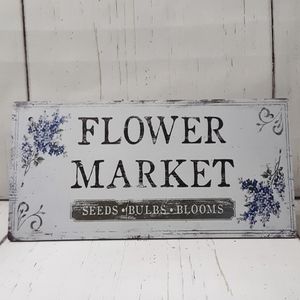 Mini Home Decor Rustic Hanging Sign- Flower Market Seeds Bulbs Blooms